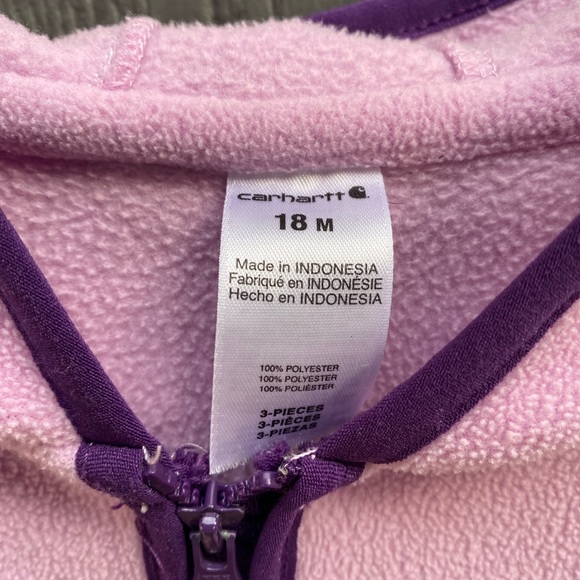Girls carhartt pink hooded fleece vest polyester 18 mo - Picture 4 of 5